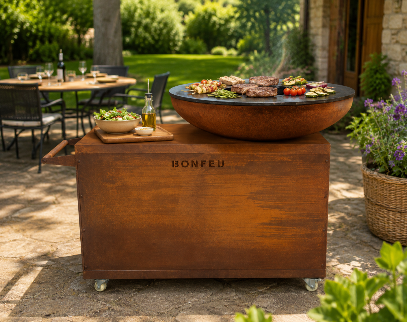 Barbacoa grande con mesa